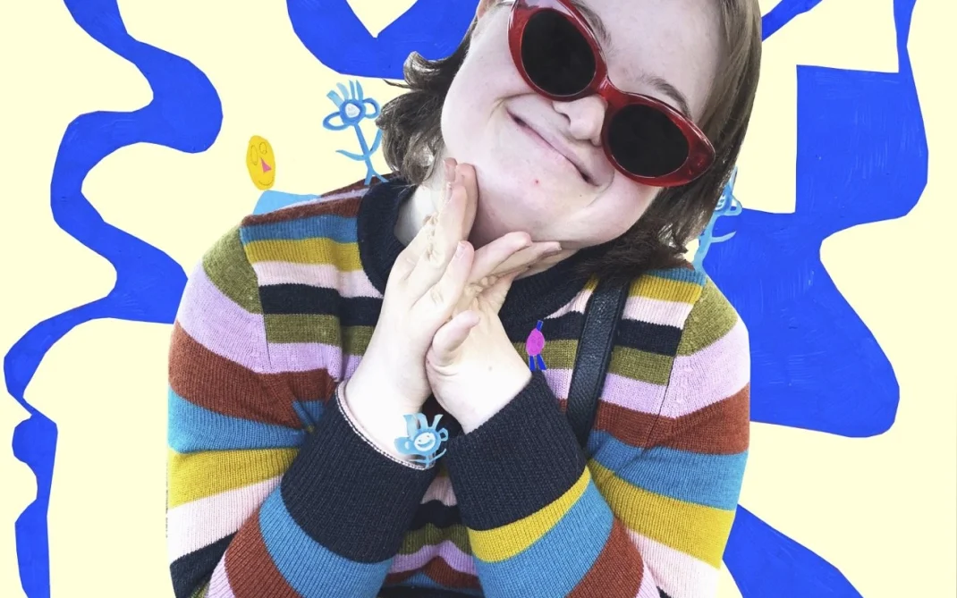 Kid on a conceptual artistic background