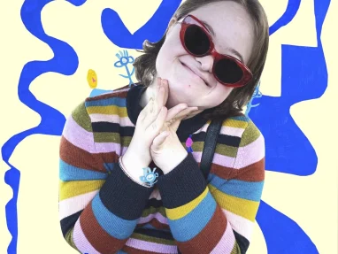 Kid on a conceptual artistic background