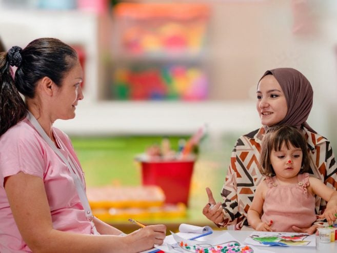 Mother child and teacher ECE