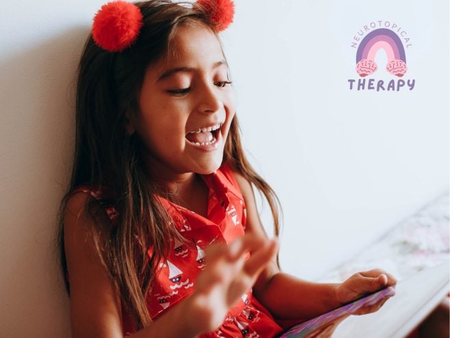 Excited Girl looking at a book