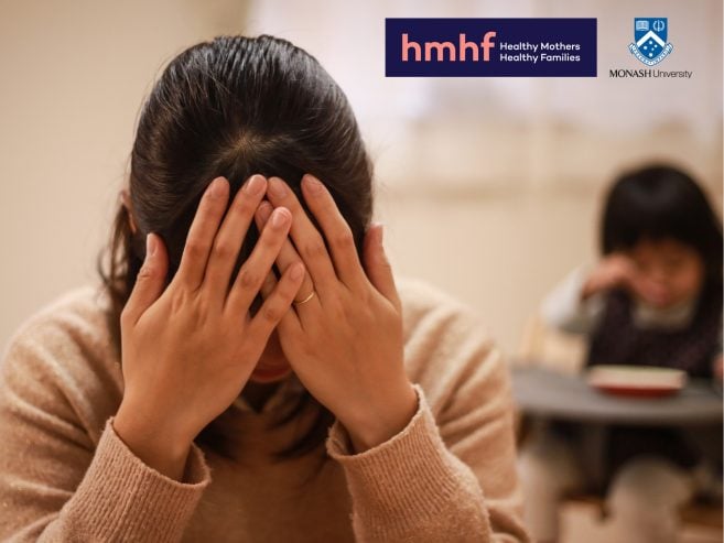 Female with hands of her face