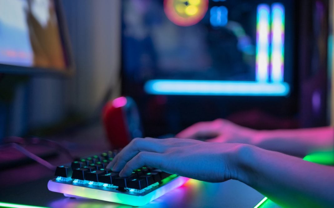 hands typing on key board